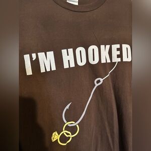 Groom wedding Brown Graphic Tee with fishing Hook Design $7 large